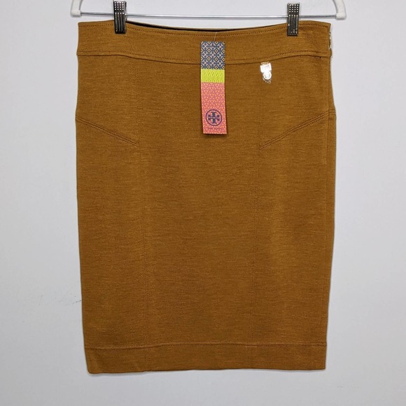 TORY BURCH • Yellow Spice Beverly Wool Blend Knit Pencil Skirt Sz Small - Picture 8 of 8